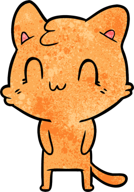 Bir insan tarafından çizilmiş mutlu bir kedi.