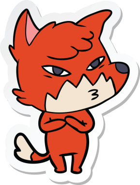 Bir insan tarafından çizilmiş akıllı bir tilkinin çıkartması.