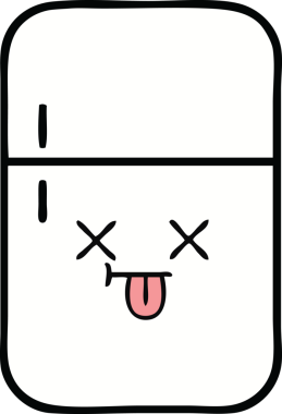 Bir insan tarafından çizilmiş buz dolabı karikatürü.