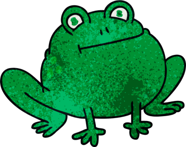 Bir insan tarafından çizilmiş garip bir karikatür kurbağası