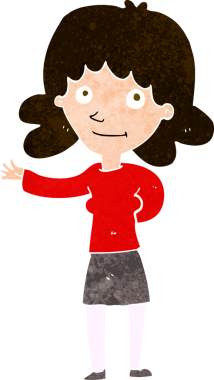 Bir insan tarafından çizilmiş karikatür dostu kadın.