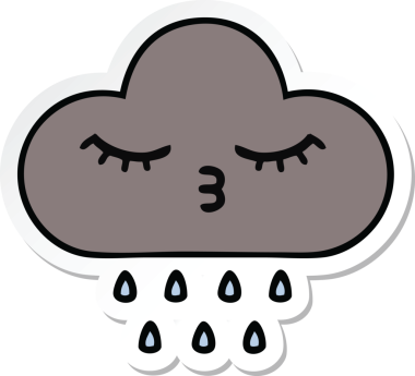 Bir insan tarafından çizilmiş şirin bir fırtına bulutunun çıkartması.