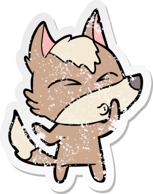 Bir insan tarafından çizilmiş bir kurt çizgi filminin hüzünlü çıkartması.