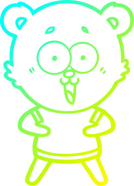 Bir insan tarafından çizilmiş gülen oyuncak ayı çizgi filmi.