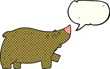 Bir insan tarafından çizilmiş serbest çizilmiş çizgi roman konuşma balonu çizgi film ayısı.