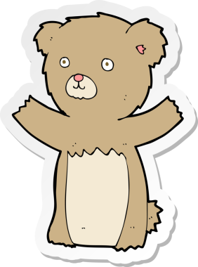 Bir insan tarafından çizilmiş oyuncak ayının çıkartması.