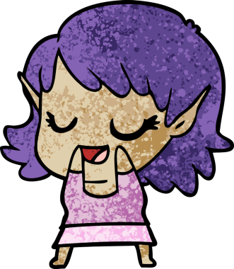 Bir insan tarafından çizilmiş mutlu elf kızı.