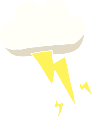 Bir insan tarafından çizilmiş karalama gökgürültüsü bulutu ve şimşek.