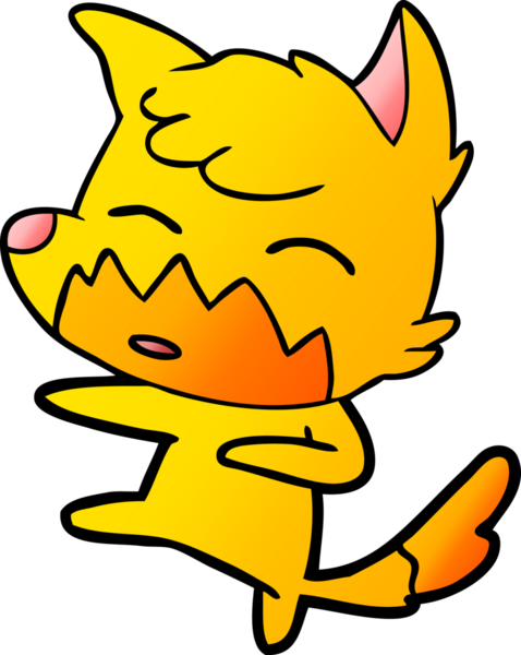 Bir insan tarafından çizilmiş tilki çizgi film karakteri