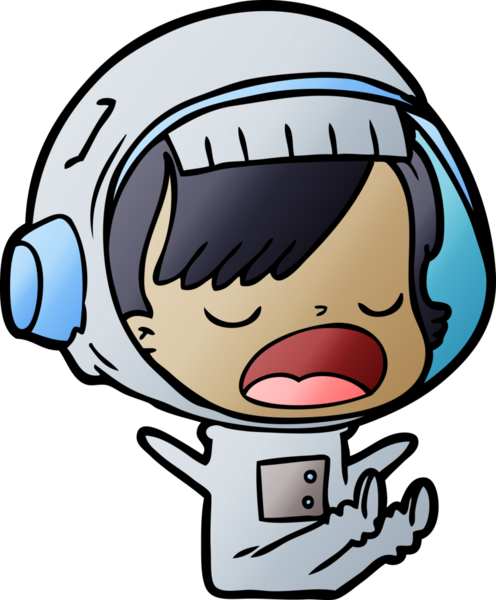 Karikatür astronot kadın bir insan tarafından çizilmiş.