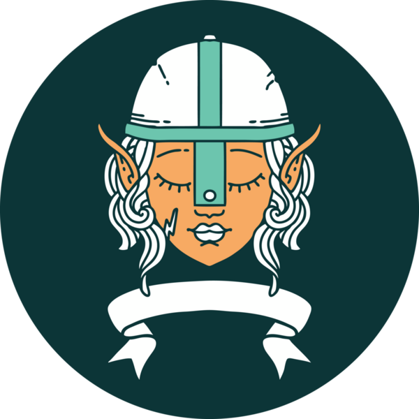 Bir insan tarafından çizilmiş afişi olan elf savaşçı karakteri simgesi.