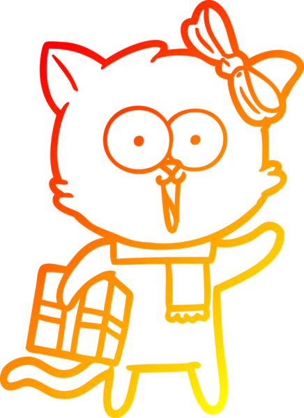 Bir insan tarafından çizilmiş çizgi film kedisinin sıcak çizgi çizimi