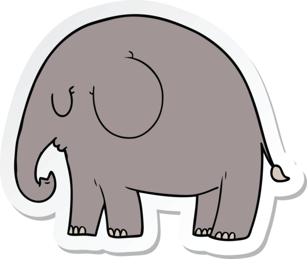 Bir insan tarafından çizilmiş bir filin çıkartması.