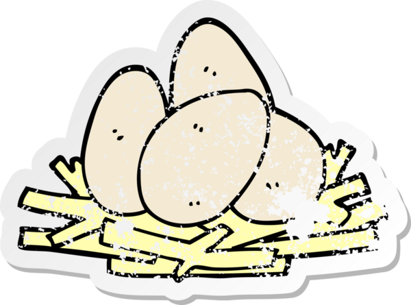 Bir insan tarafından çizilmiş yuvadaki karikatür yumurtalarının sıkıntılı çıkartması.