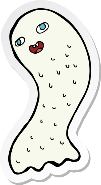 Bir insan tarafından çizilmiş komik bir hayaletin çıkartması.