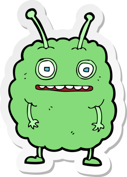 Bir insan tarafından çizilmiş komik uzaylı canavarın çıkartması.