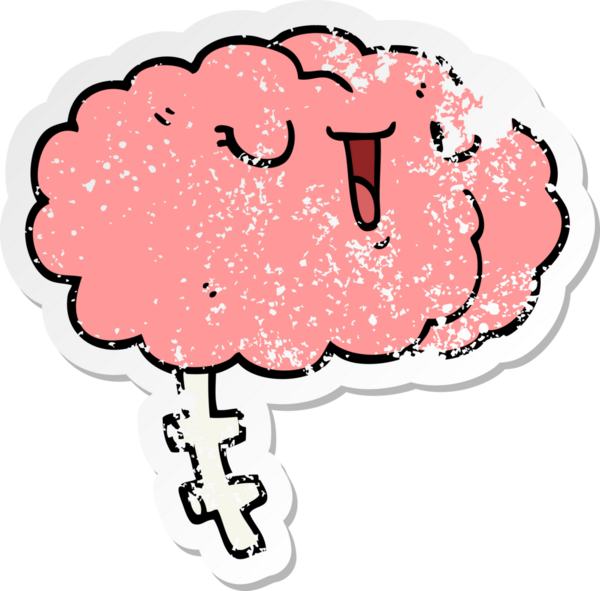 Bir insan tarafından çizilmiş mutlu bir çizgi film beyninin sıkıntılı çıkartması.