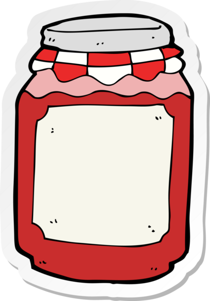 Bir insan tarafından çizilmiş reçel kavanozunun etiketi.