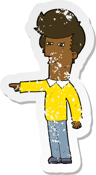 İnsan tarafından çizilen bir karikatürcünün sıkıntılı retro yapıştırması.