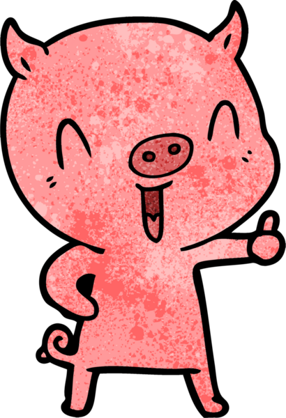 Bir insan tarafından çizilmiş mutlu çizgi film domuzu.