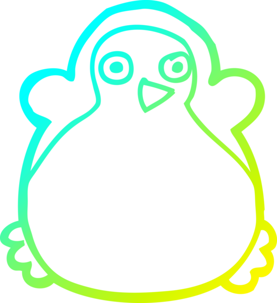 Bir insan tarafından çizilmiş bir penguen karikatürü.