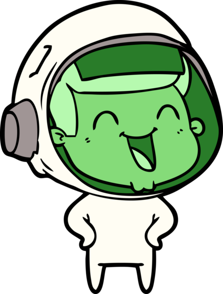 Bir insan tarafından çizilmiş mutlu astronot çizgi filmi.