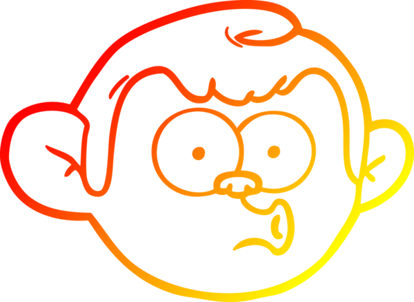 Bir insan tarafından çizilmiş bir maymun suratının sıcak çizgi çizimi