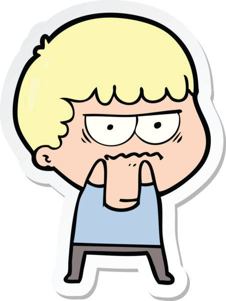 Bir insan tarafından çizilmiş bir karikatür çıkartması.