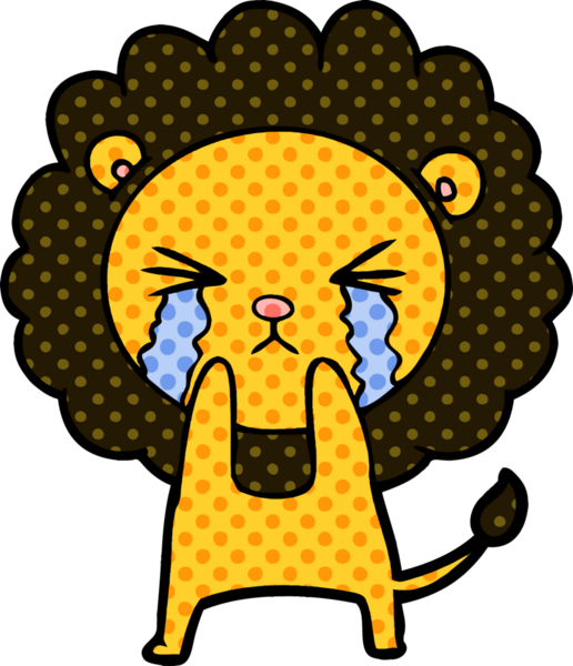 Bir insan tarafından çizilmiş ağlayan bir aslan.