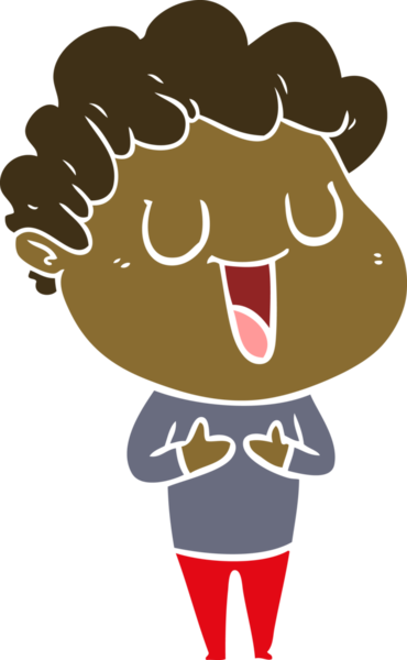 Bir insan tarafından çizilmiş düz renkli karikatür adam.