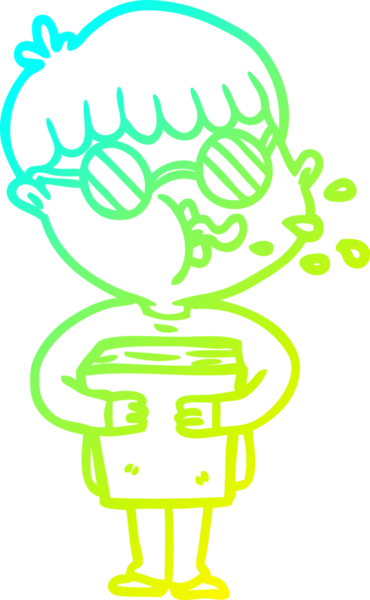 Bir insan tarafından çizilmiş gözlük takan çizgi film çocuğu çizimi.