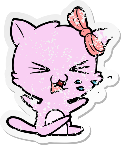 Bir insan tarafından çizilmiş karikatür bir kedinin sıkıntılı çıkartması.