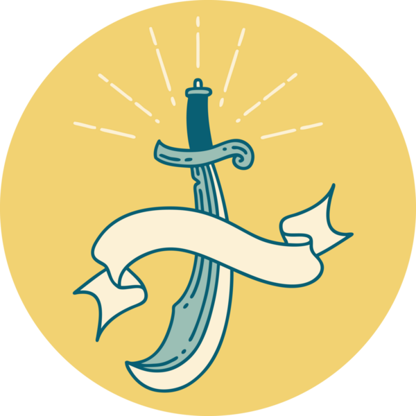 Bir insan tarafından çizilmiş dövme stili kılıcın simgesi