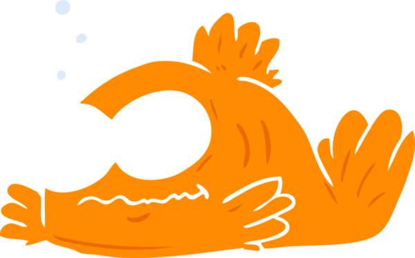 Bir insan tarafından çizilmiş düz renkli Japon balığı karikatürü.