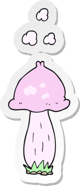 Bir insan tarafından çizilmiş karikatür mantarı çıkartması.