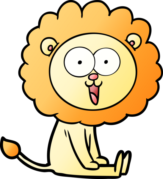 Bir insan tarafından çizilmiş mutlu çizgi film aslanı.