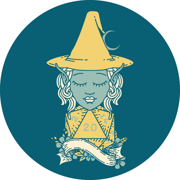 Retro Dövme Biçimli elf karakteri Bir insan tarafından çizilmiş doğal yirmi zar atışıyla