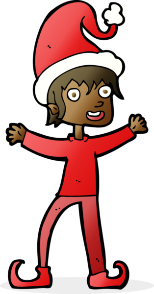 Çizgi film bir insan tarafından çizilmiş Noel elfini heyecanlandırıyor.