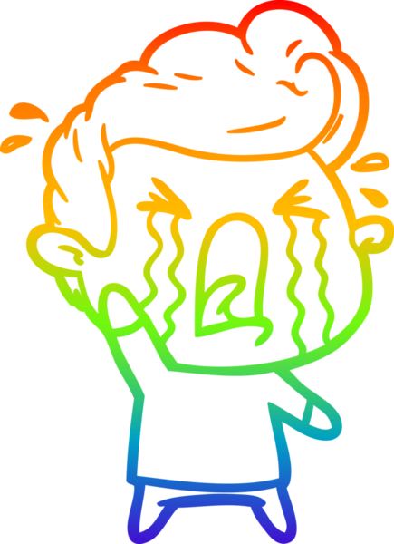 Bir insan tarafından çizilmiş ağlayan bir adamın çizdiği gökkuşağı gradyan çizgisi.