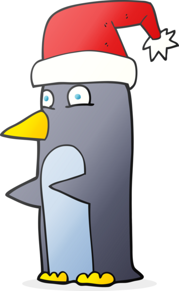 Bir insan tarafından çizilmiş serbest çizilmiş karikatür noel pengueni