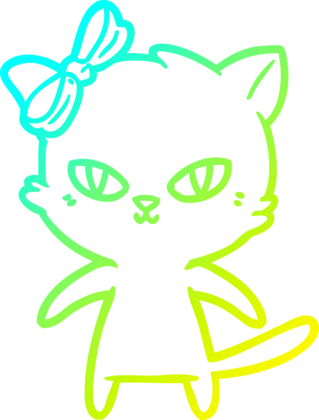 Bir insan tarafından çizilmiş bir çizgi film kedisinin soğuk gradyan çizgisi.