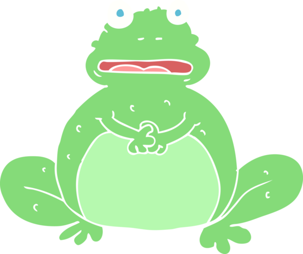 Bir insan tarafından çizilmiş kurbağanın düz renk çizimi