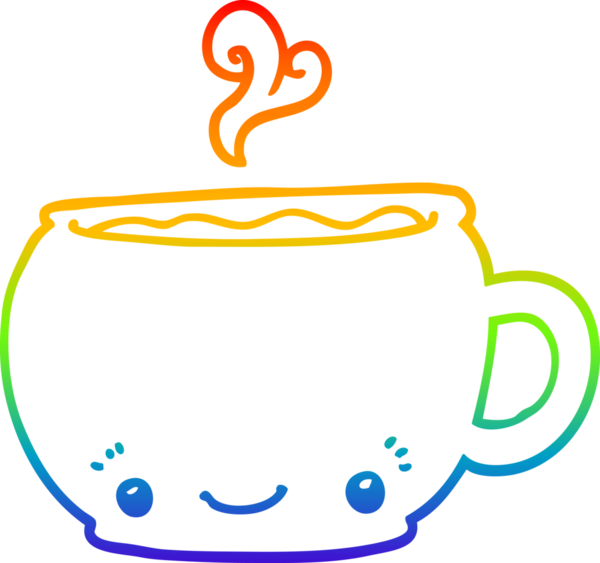 gökkuşağı gradyan çizgisi bir insan tarafından çizilmiş sıcak kahve fincanı