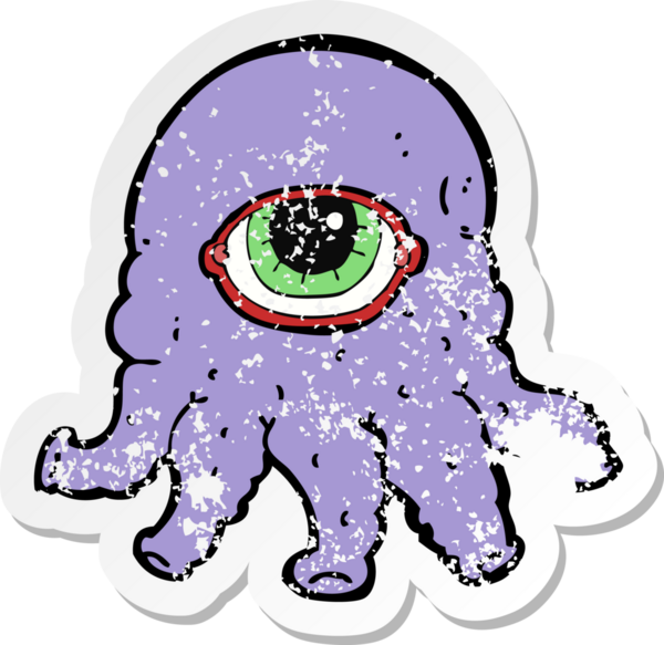 Bir insan tarafından çizilmiş uzaylı kafasının gerilmiş çıkartması.