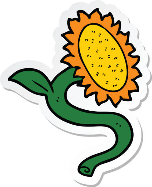 Bir insan tarafından çizilmiş bir ayçiçeğinin çıkartması.