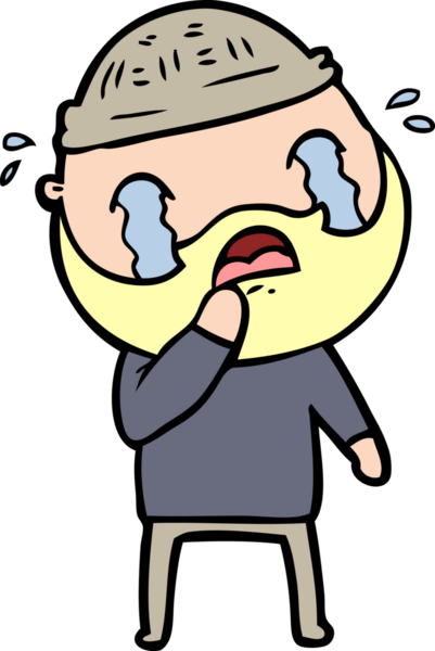 Çizgi film sakallı adam bir insan tarafından çizilmiş ağlıyor.