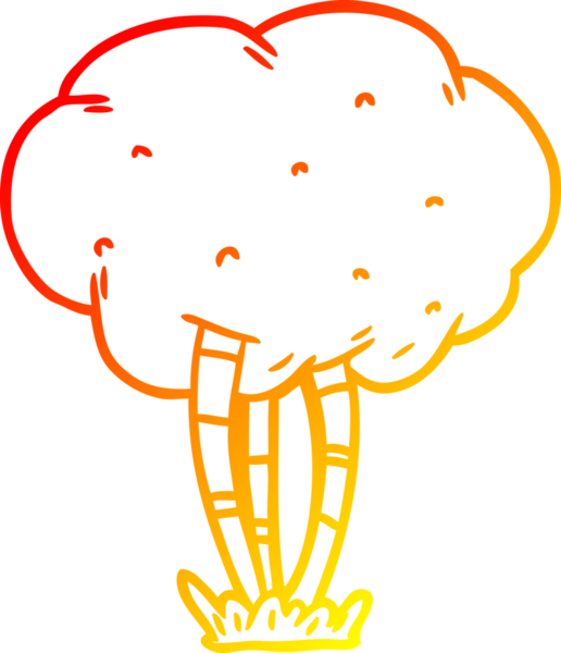 Bir insan tarafından çizilmiş bir çizgi film ağacının sıcak gradyan çizimi