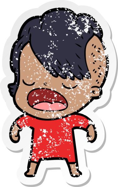 Bir insan tarafından çizilmiş havalı bir hippi kızın karikatür çıkartması.