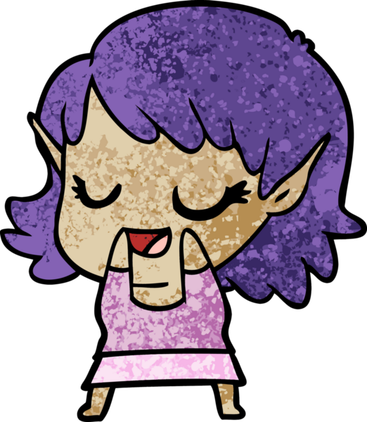 Bir insan tarafından çizilmiş mutlu elf kızı.