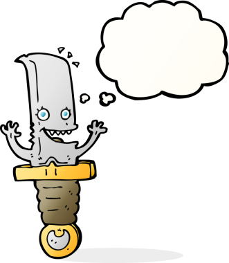 Bir insan tarafından çizilmiş düşünce baloncuğu olan çılgın çizgi film karakteri.